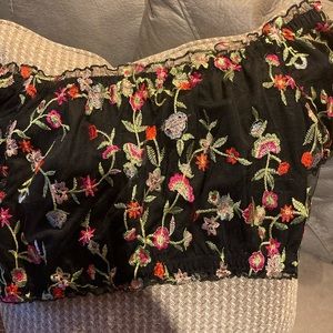 Black mesh Crop top, vibrant colors-super cute sz l-xl